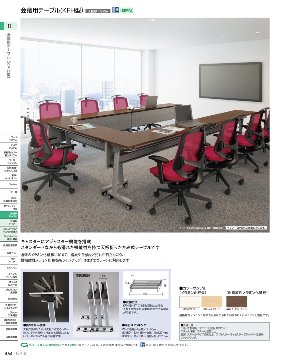 □ナイキ 会議用テーブル ウォールナット(突板) KDF3612AHM9(2089215